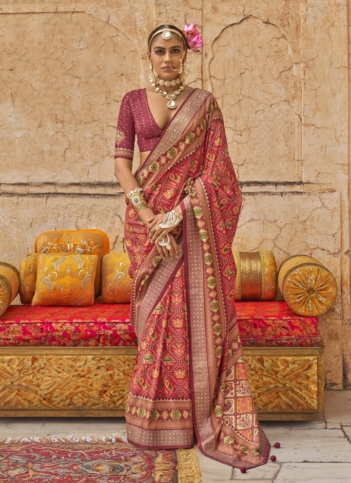 Lassya Fashion Red Royal Patola Festive Wear Saree