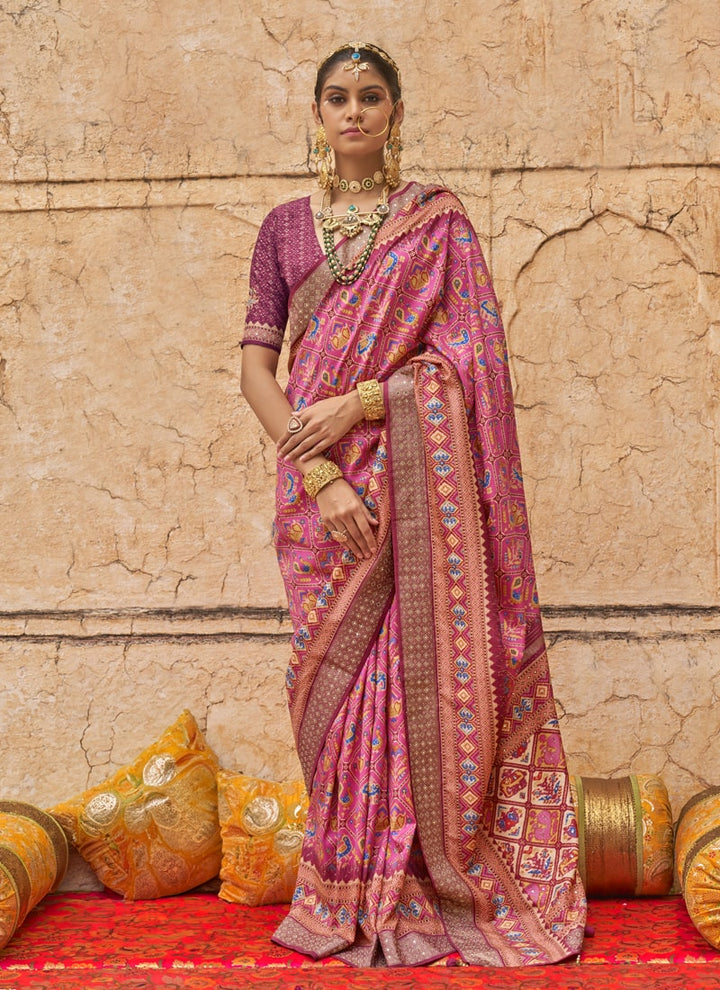 Lassya Fashion Rough Pink Royal Patola Festive Wear Saree