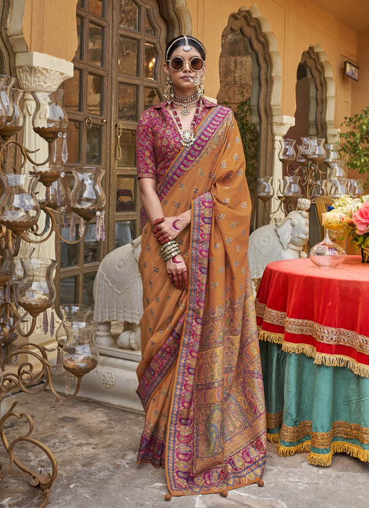 Lassya Fashion Mustard Premium PV Silk Saree with Luxury Print