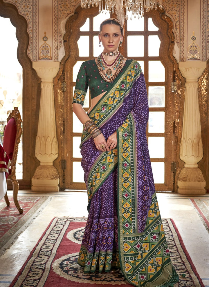 Lassya Fashion Navy Blue Patola Design Festive Wear Saree