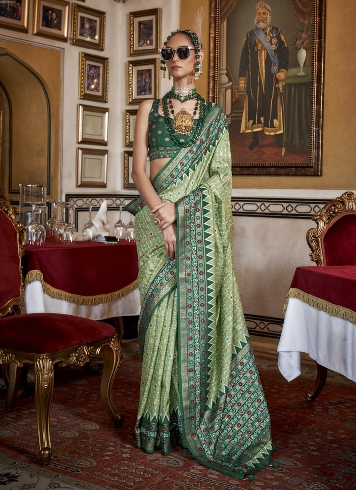 Lassya Fashion Pista Green Mercerized Sigma Silk Festive Wear Saree