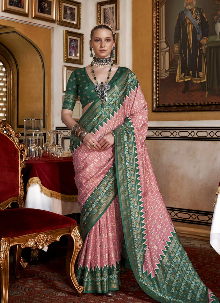 Lassya Fashion Pink Mercerized Sigma Silk Festive Wear Saree