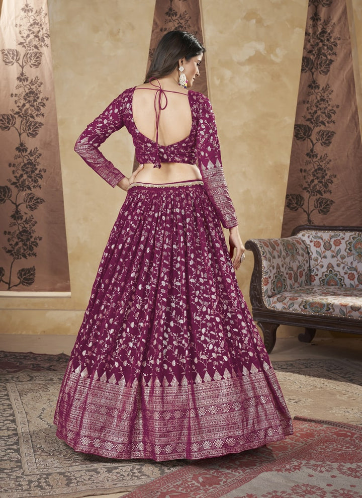 Lassya Fashion Purple Wine Festive Georgette Lehenga with Pigment Foil Work