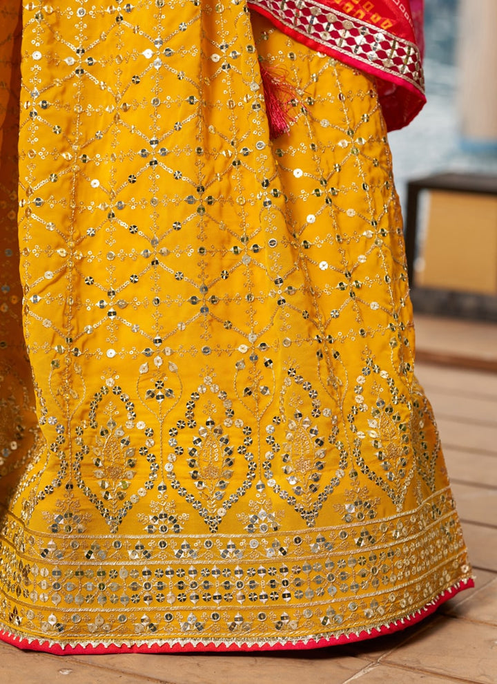 Lassya Fashion Yellow And Pink Radiant Engagement Wear Lehenga Choli Set