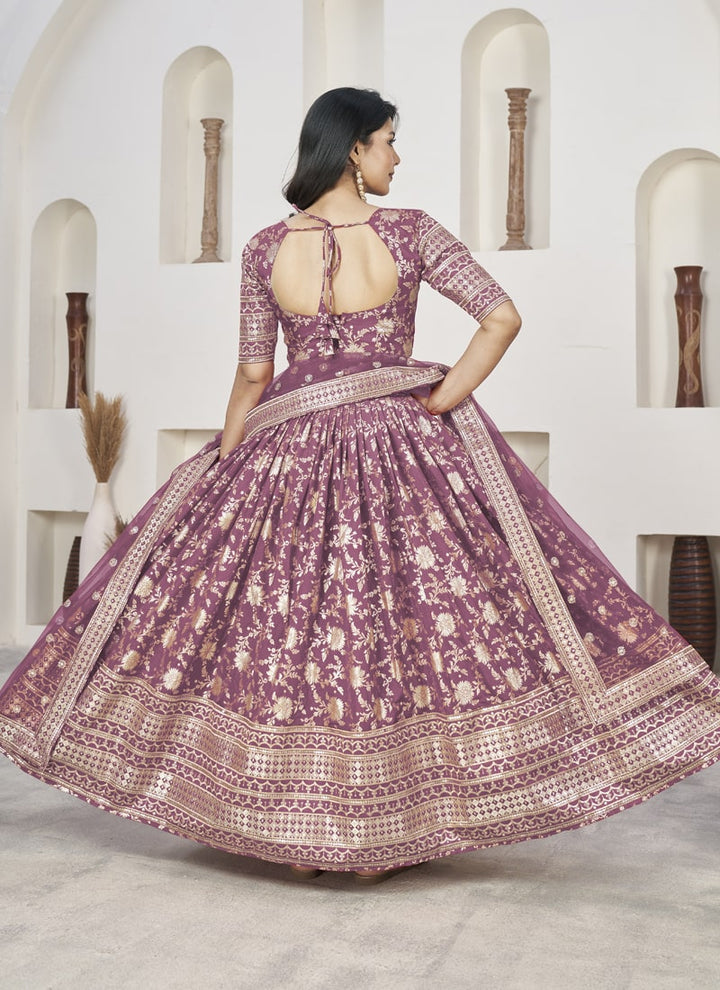 Lassya Fashion Mauve Pink Exquisite Dola Jacquard Lehenga Choli Set