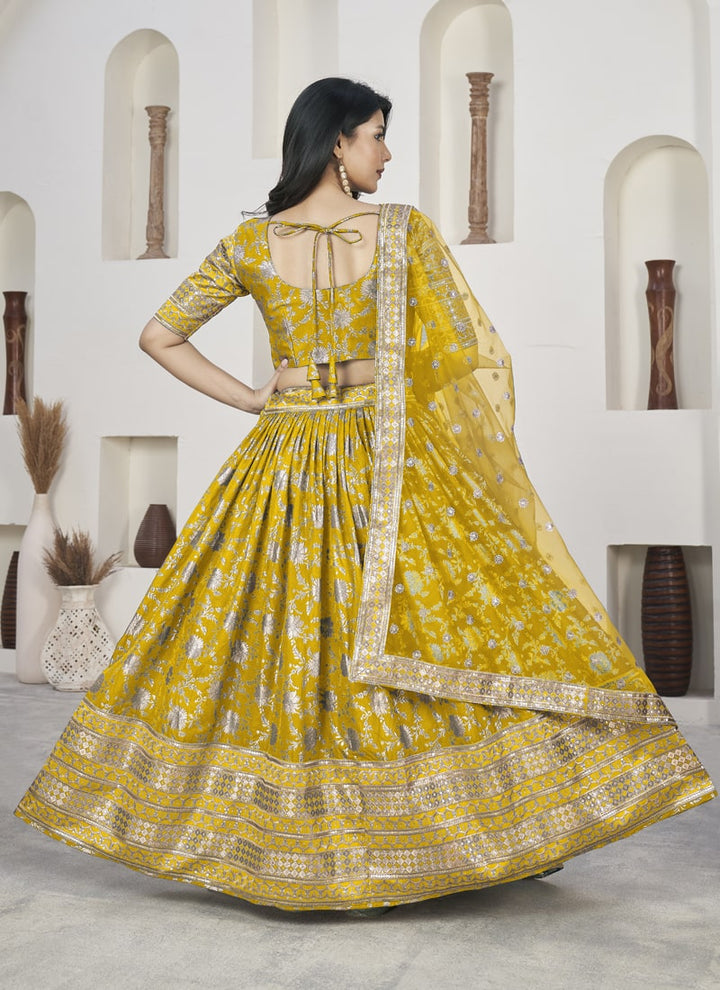 Lassya Fashion Yellow Exquisite Dola Jacquard Lehenga Choli Set