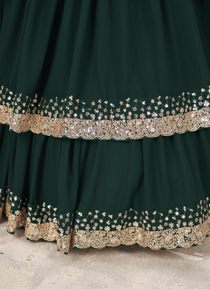 Lassya Fashion Green Engagement Lehenga with Sequins Zari Embroidery