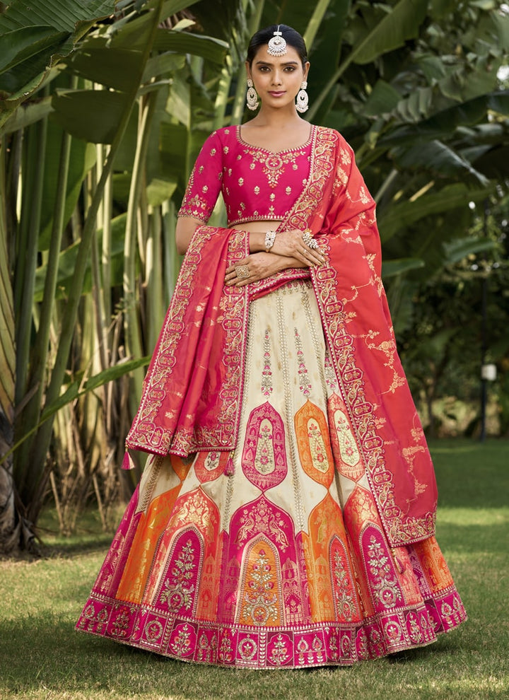 Lassya Fashion Rose Pink Intricate Designer Embroidered Wedding Lehenga Set