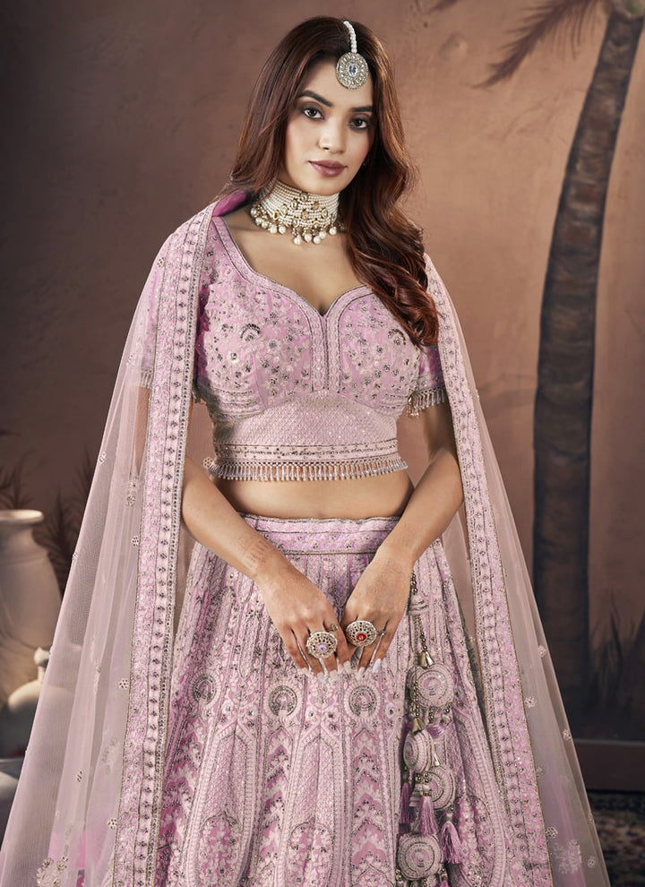 Lassya Fashion Light Pink Premium Wedding Lehenga with Zarkan Handwork