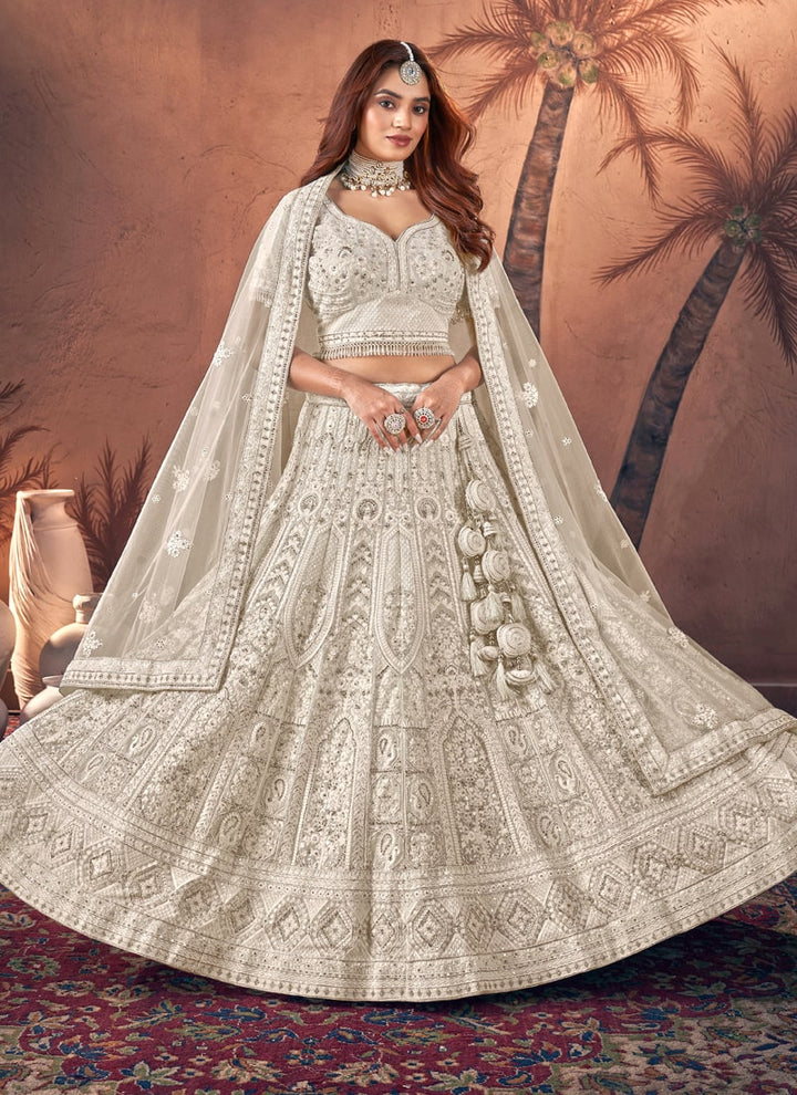 Lassya Fashion Off White Premium Wedding Lehenga with Zarkan Handwork