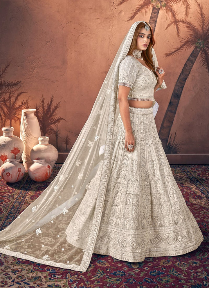 Lassya Fashion Off White Premium Wedding Lehenga with Zarkan Handwork