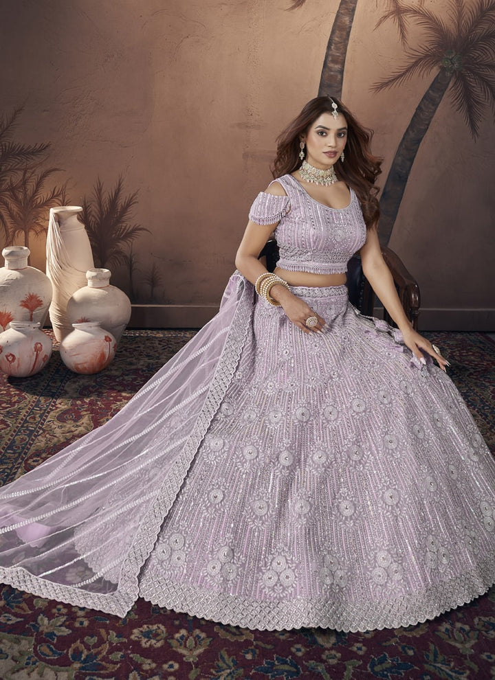Lassya Fashion Lavender Premium Wedding Lehenga with Zarkan Handwork