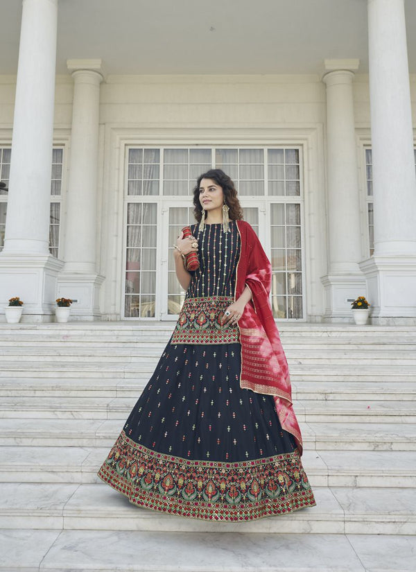 Georgette Suit With Front back Embroidered Work Skirt