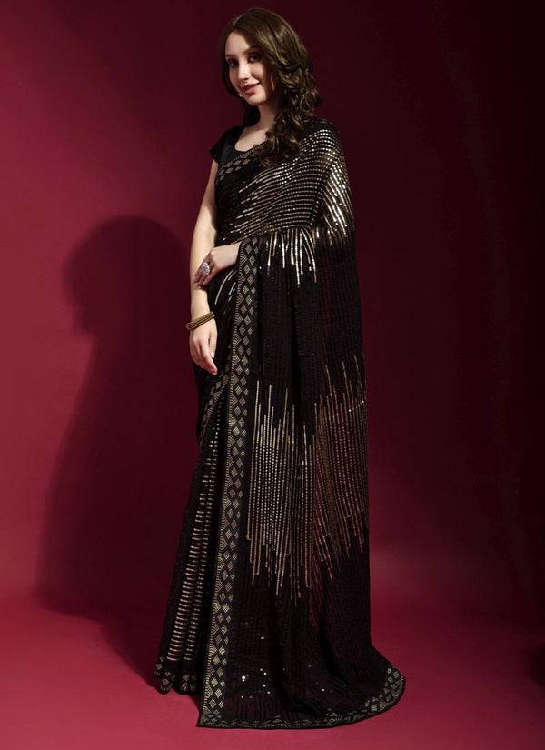 Georgette Saree With Sequin And Stone Work