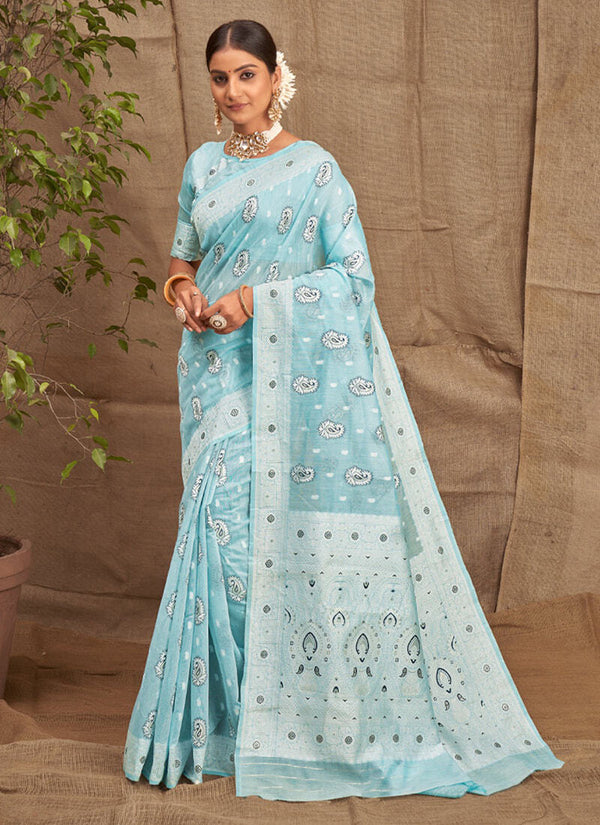 Cotton Traditional Saree with Maching Blouse