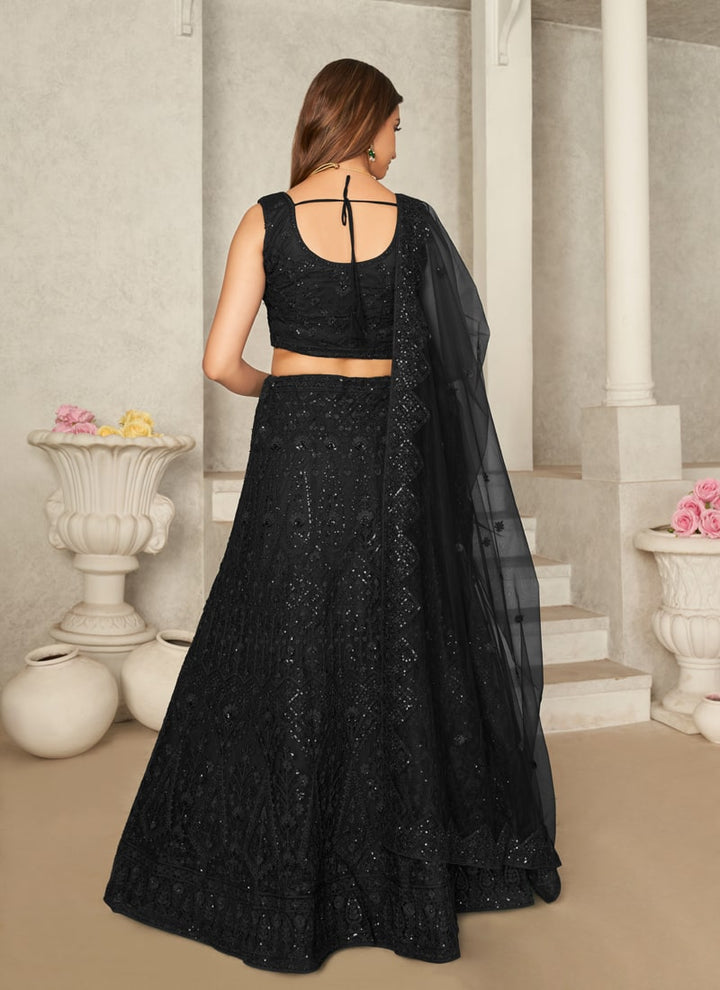Lassya Fashion Black Elegant Sequins Net Lehenga Choli With Net Dupatta