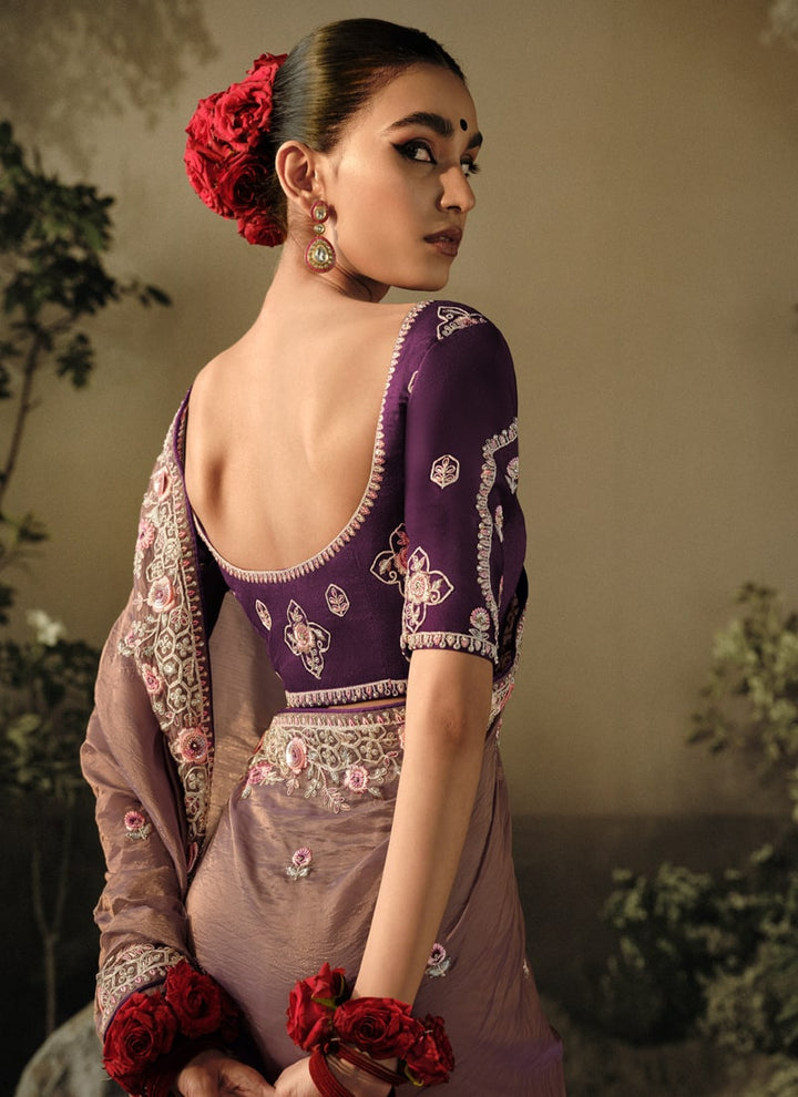 Lassya Fashion Coffee Brown Exquisite Embellished Wedding Saree with Heavy Border Work