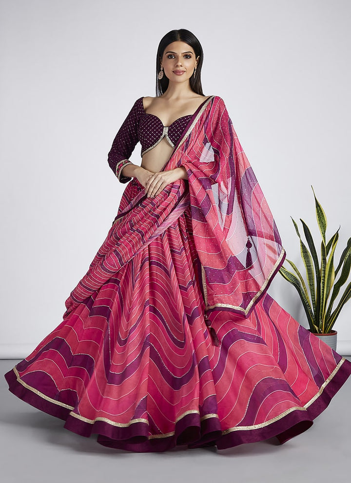 Lassya Fashion Rose Pink Exquisite Bridal Lehengas with Organza Flair and Silk Blouse