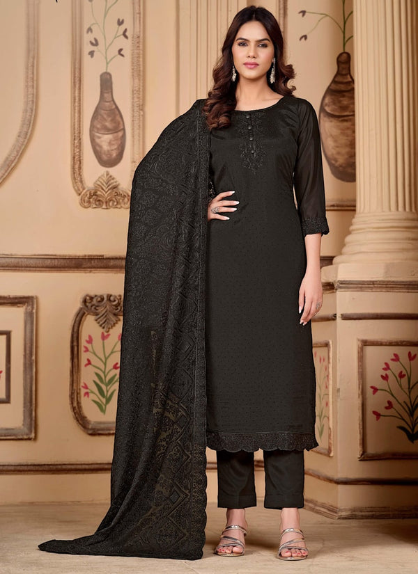 Lassya Fashion Black Party Wear Salwar Suit Set with Diamond Embellishments