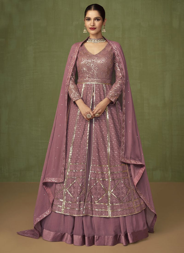 Blush Pink Color Designer Pure Georgette Anarkali Gown.