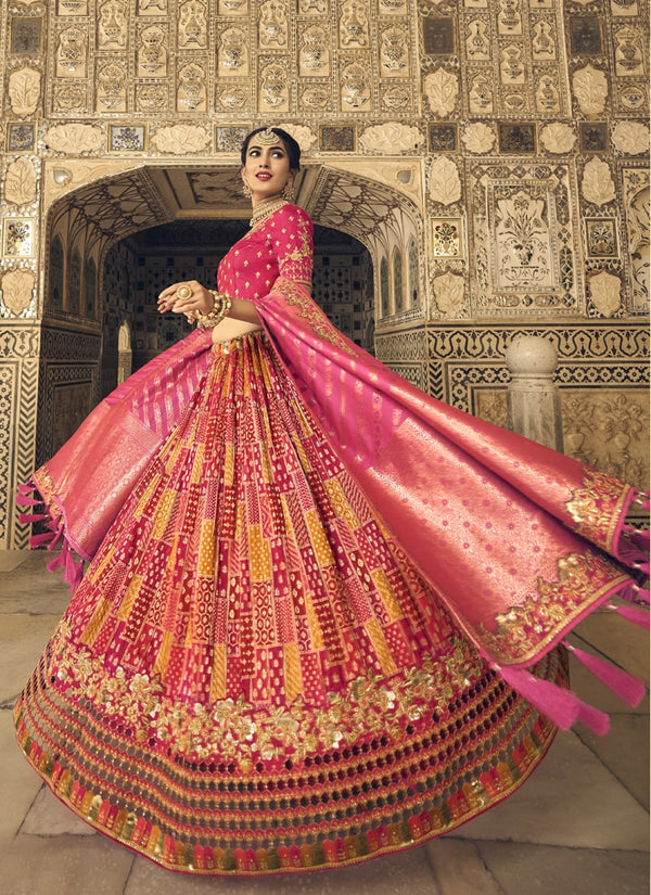 Magenta Pink Wedding Special Designer Banarasi Silk Lehenga Choli