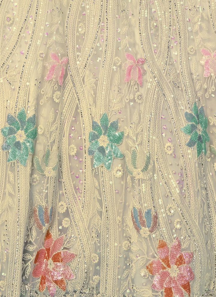 Lassya Fashion Light Yellow Embroidered Net Wedding Lehenga Choli Set with Timeless Appeal