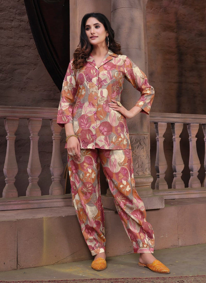 Lassya Fashion Mavue Pink Premium Chanderi Co-ord Set for Effortless Elegance