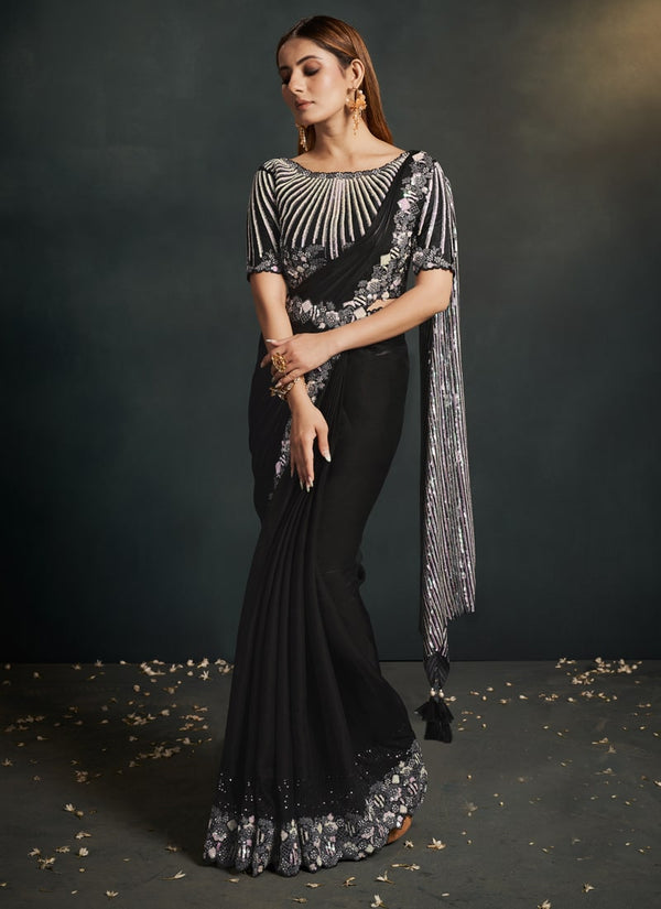 lassya fashion Jade Black Radiant Designer Party Wear Saree