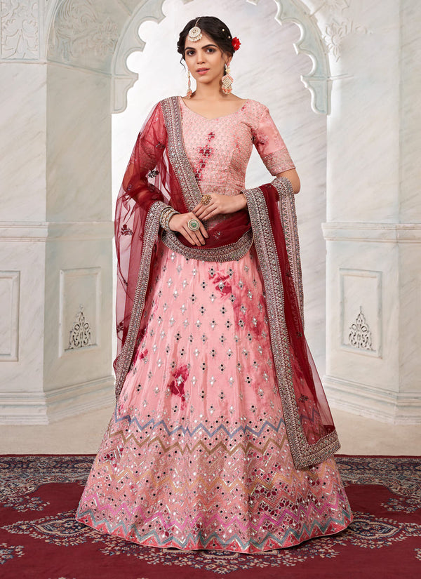 lassya fashion Rose Pink Exquisite Shibori Wedding Lehenga Choli Set