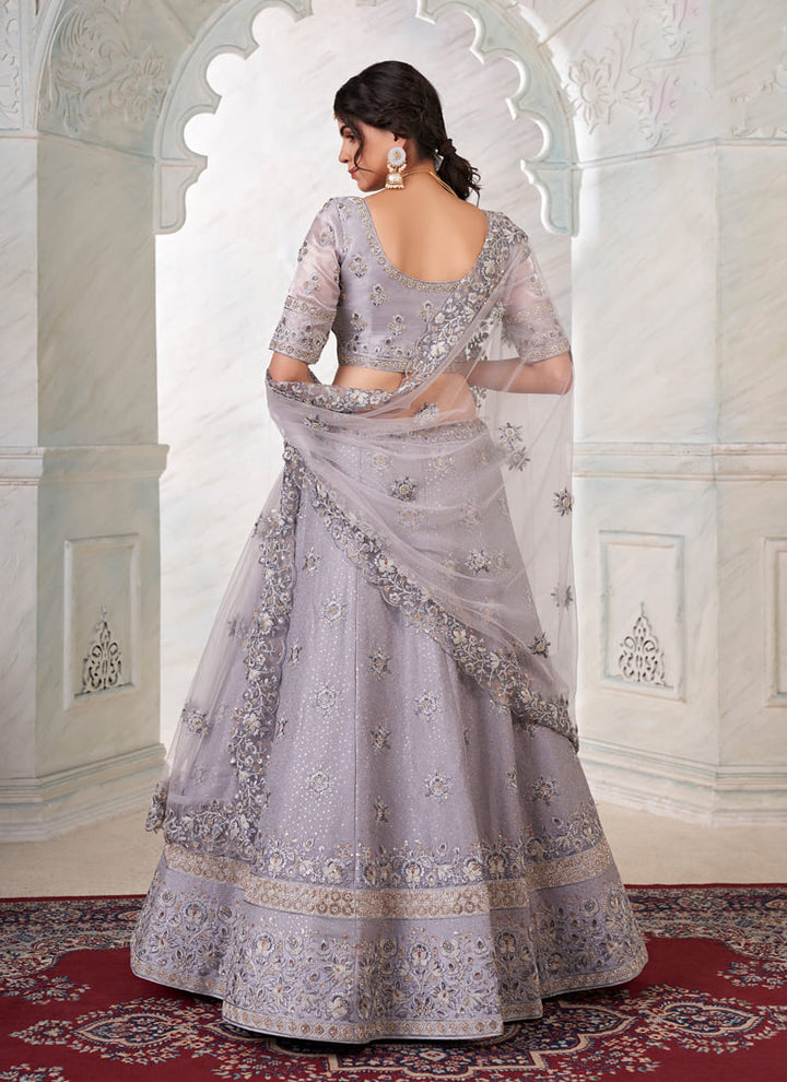 lassya fashion Cadet Grey Designer Wedding Lehenga Choli in Jimmy Chu Fabric