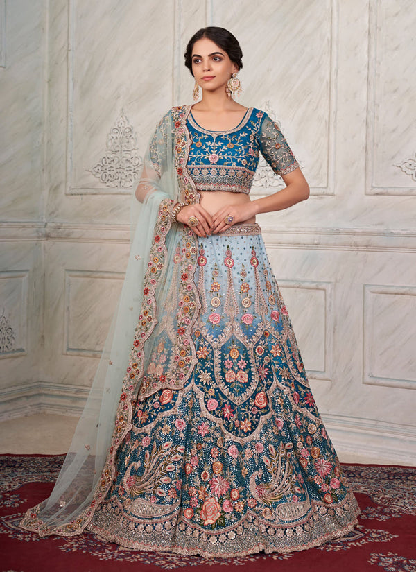 lassya fashion Navy Blue Exquisite Net Wedding Lehenga Choli