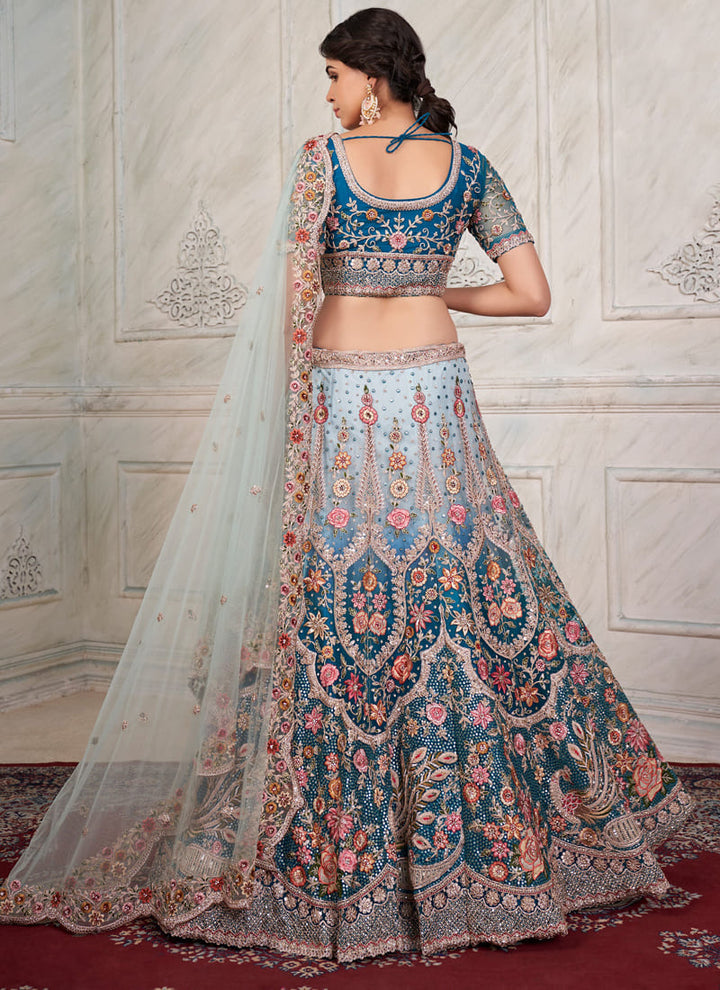 lassya fashion Navy Blue Exquisite Net Wedding Lehenga Choli