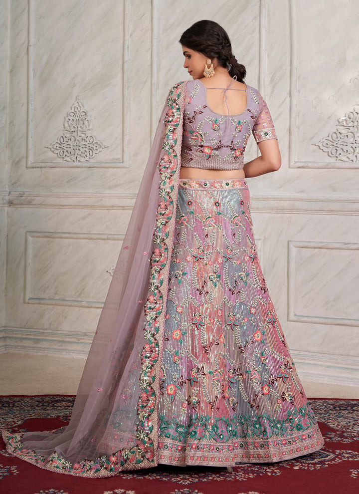 lassya fashion Mauve Pink Exquisite Wedding Lehenga Choli with Intricate Embellishments
