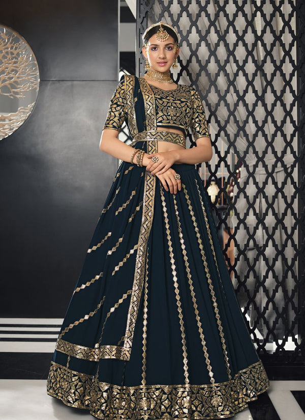 Lehenga choli In georgette with thread and sequins embroidered work