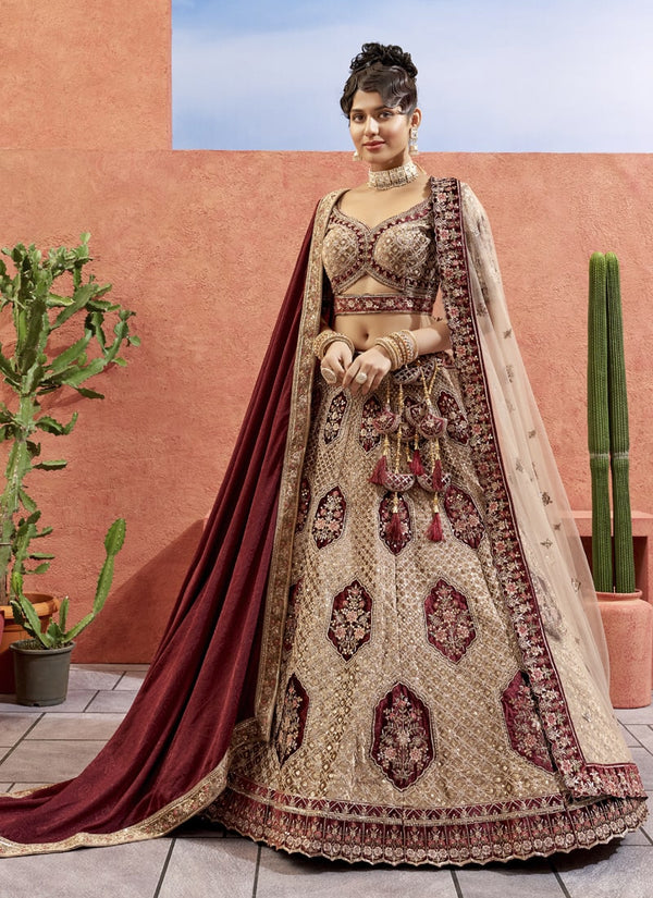 Lassya Fashion Chiku Exquisite Bridal Velvet Lehenga Set with Zari Embroidery