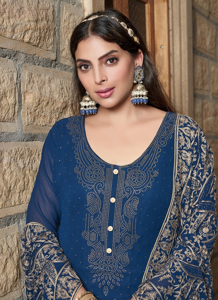 Lassya Fashion Midnight Blue Designer Pakistani Salwar Suit with Intricate Embroidery