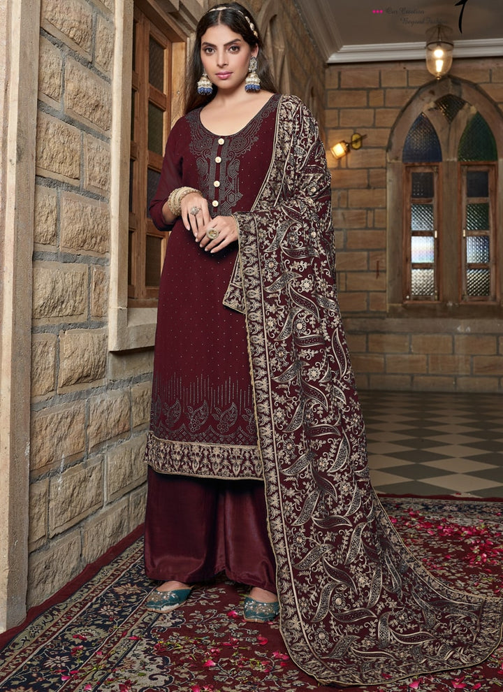 Lassya Fashion Coffee Brown Designer Pakistani Salwar Suit with Intricate Embroidery
