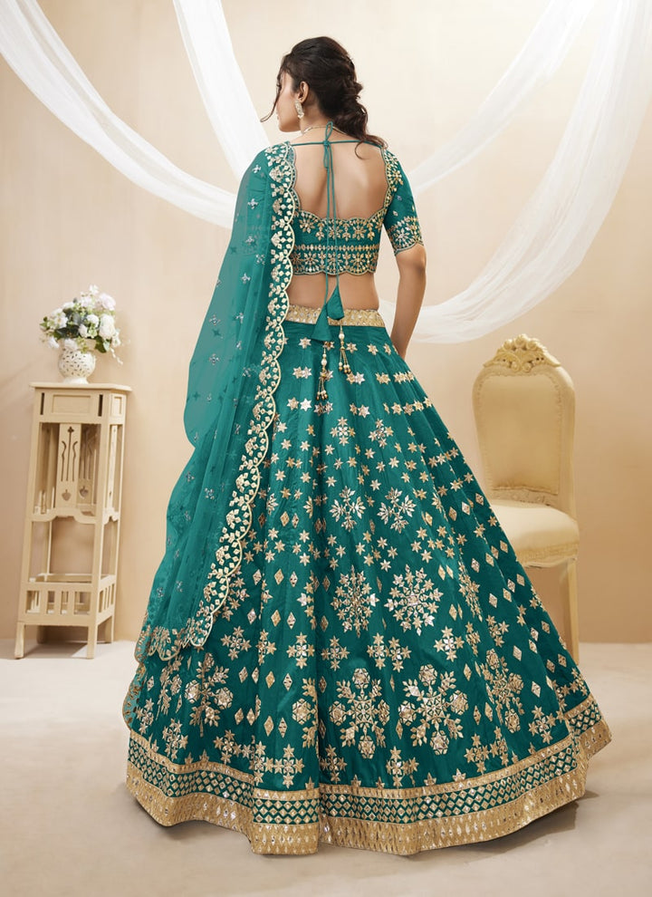 Lassya Fashion Green Wedding Lehenga with Sequins and Zari Embroidered Work