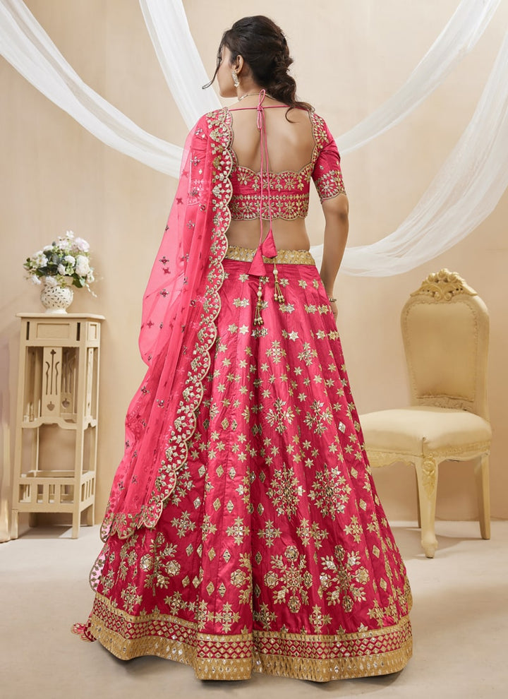 Lassya Fashion Pink Wedding Lehenga with Sequins and Zari Embroidered Work