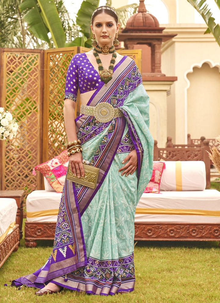 Iris Purple Regal Patola Silk Saree with Silk Blouse
