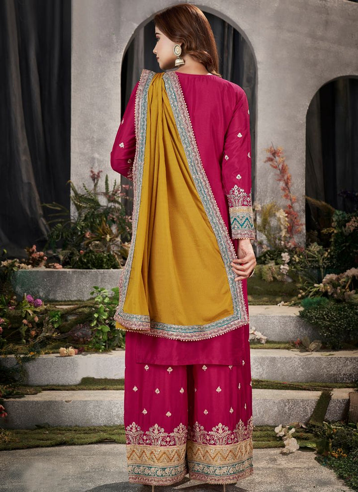Green and Pink Exquisite Pakistani Party Wear Palazzo Suit