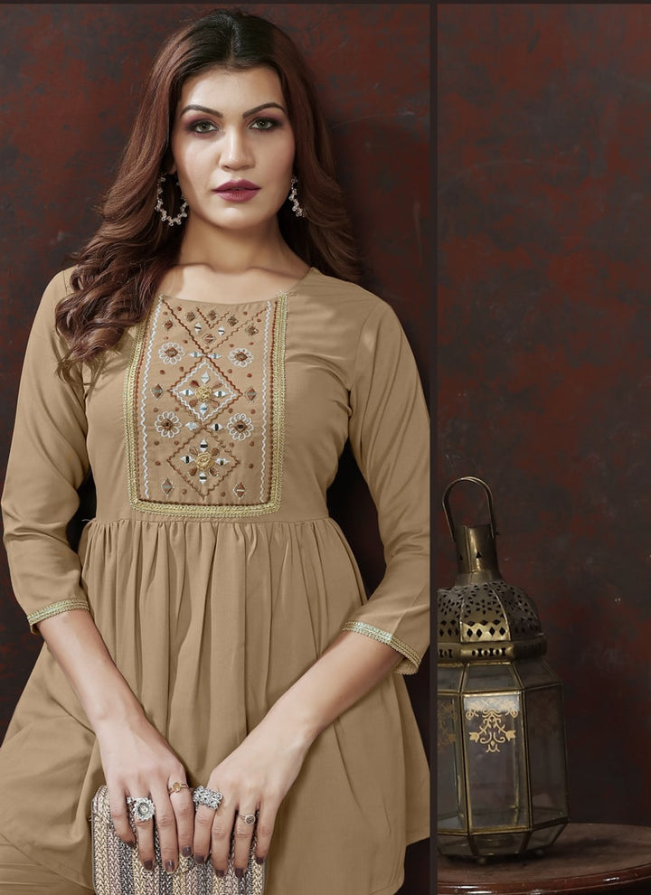 Beige Designer Co-ord Set with Handwork