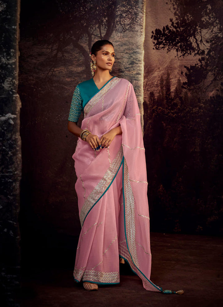 lassya fashion's Falmingo Pink Color Elegant Designer Silk Saree with Intricate Work