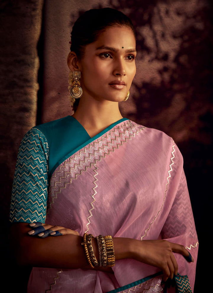 lassya fashion's Falmingo Pink Color Elegant Designer Silk Saree with Intricate Work