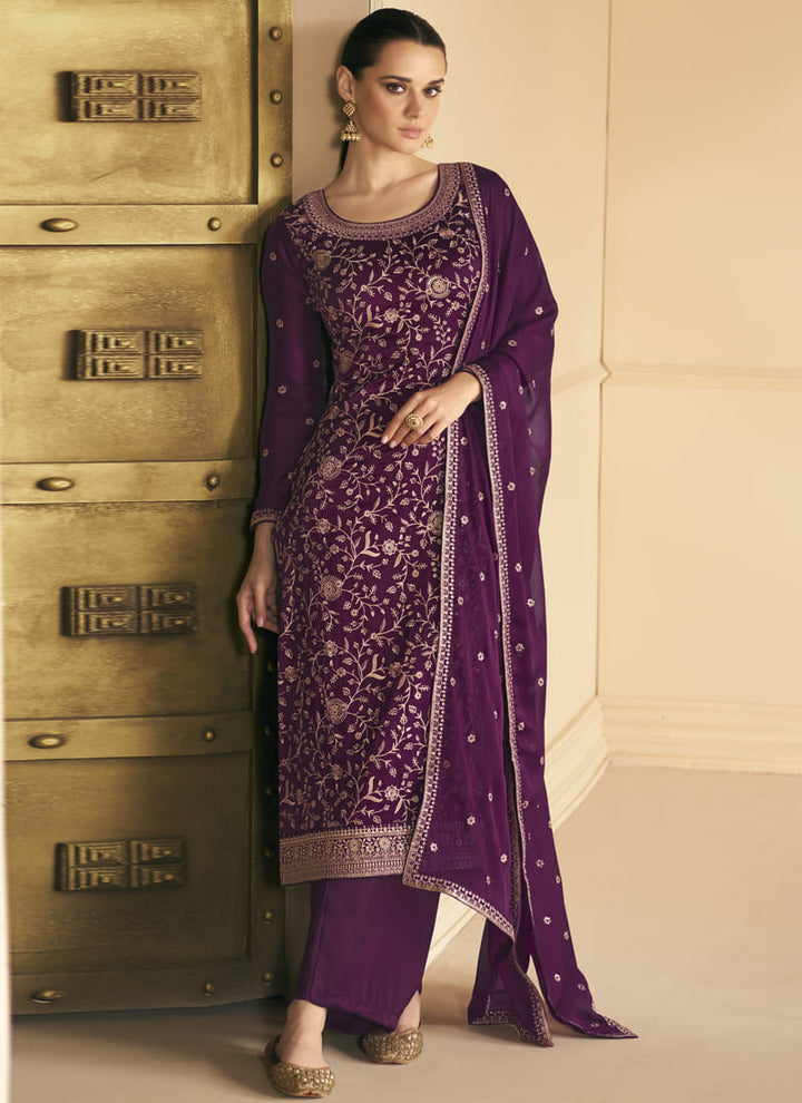 lassya fashion's Purple Color Elegant Partywear Salwar Suit