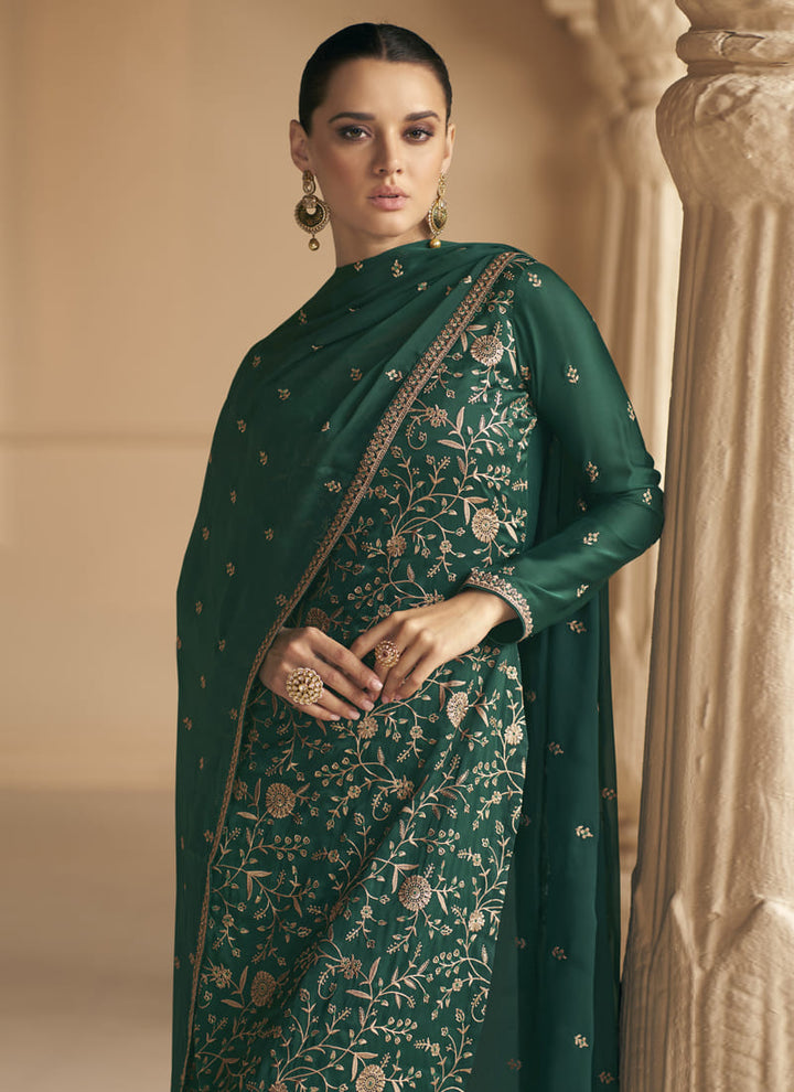 lassya fashion's Teal Green Color Elegant Partywear Salwar Suit