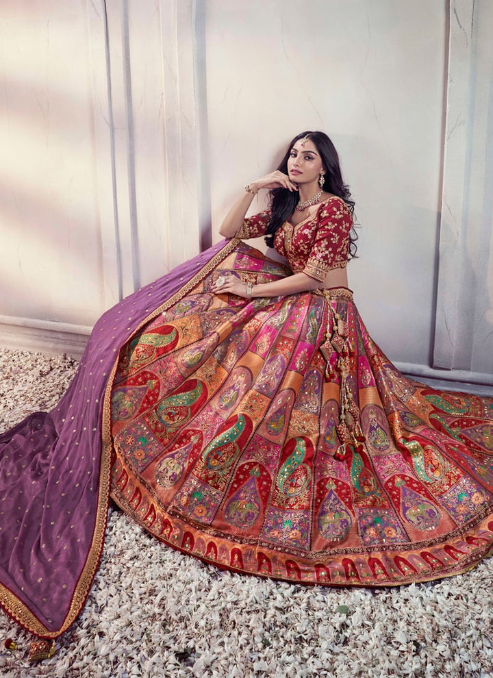 Lassya Fashion Multi Color Dola Silk Bridal Lehenga Set