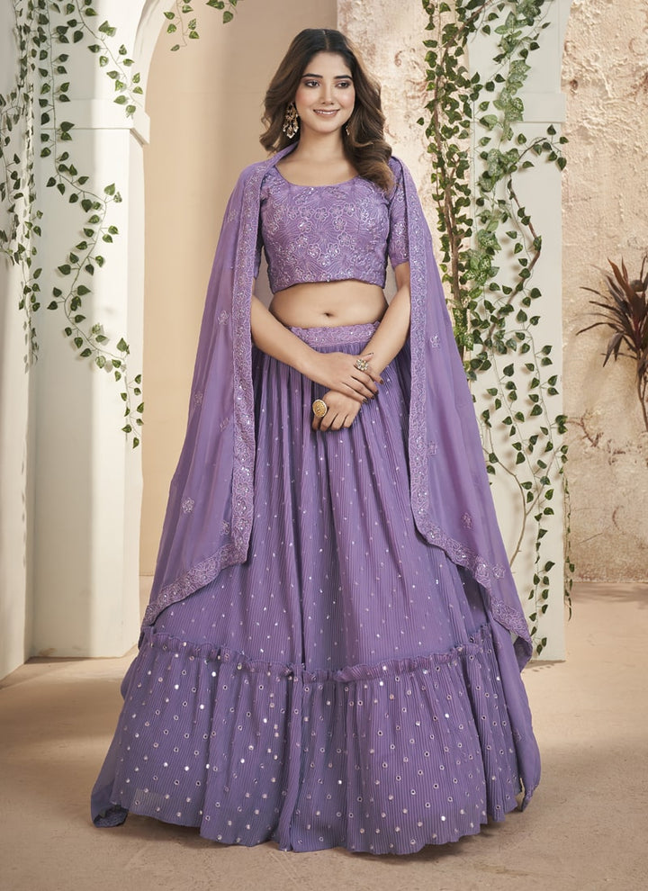 Lassya Fashion Lavender Thread and Sequins Embroidered Designer Lehenga Set