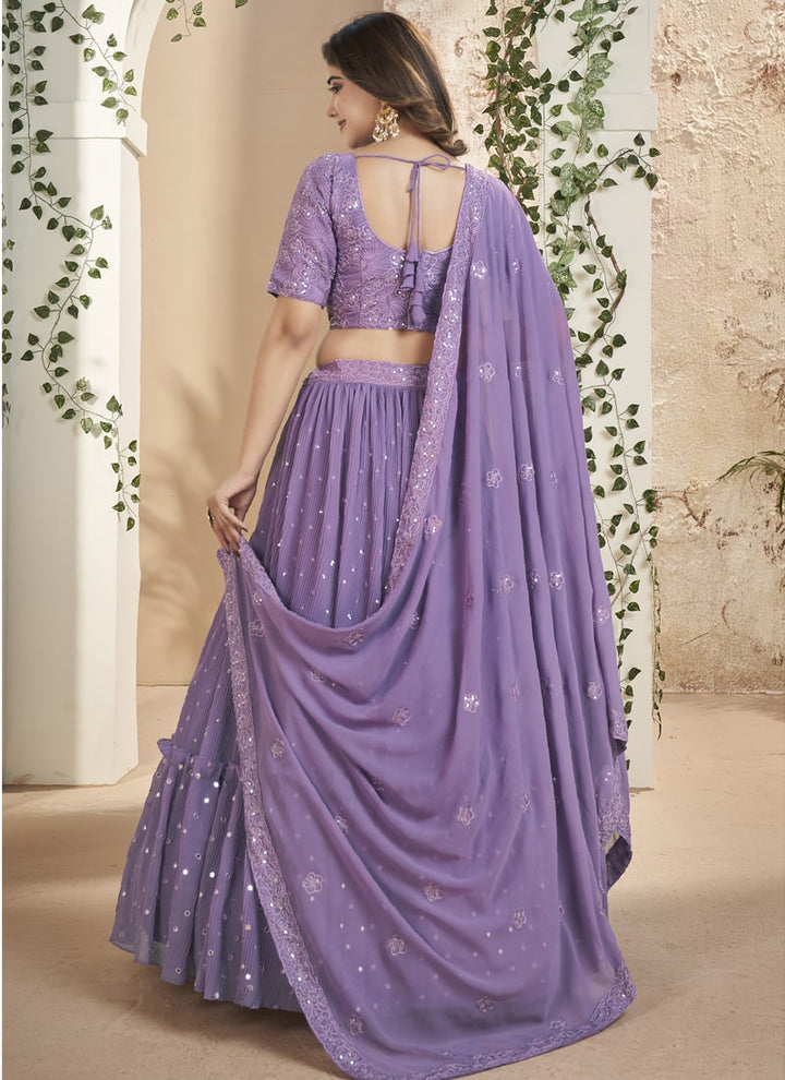 Lassya Fashion Lavender Thread and Sequins Embroidered Designer Lehenga Set