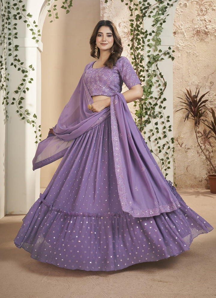 Lassya Fashion Lavender Thread and Sequins Embroidered Designer Lehenga Set